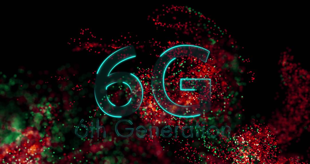 Futuristic 6G Technology Concept with Glowing Particles