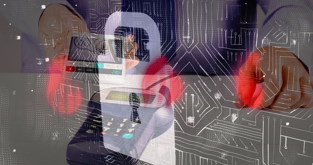 Digital Transaction with Smartphone Overlaid by Data Graphics