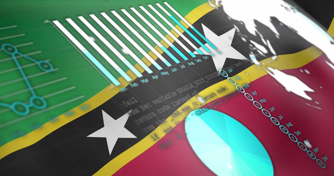 Digital Data Processing with Saint Kitts and Nevis Flag Background