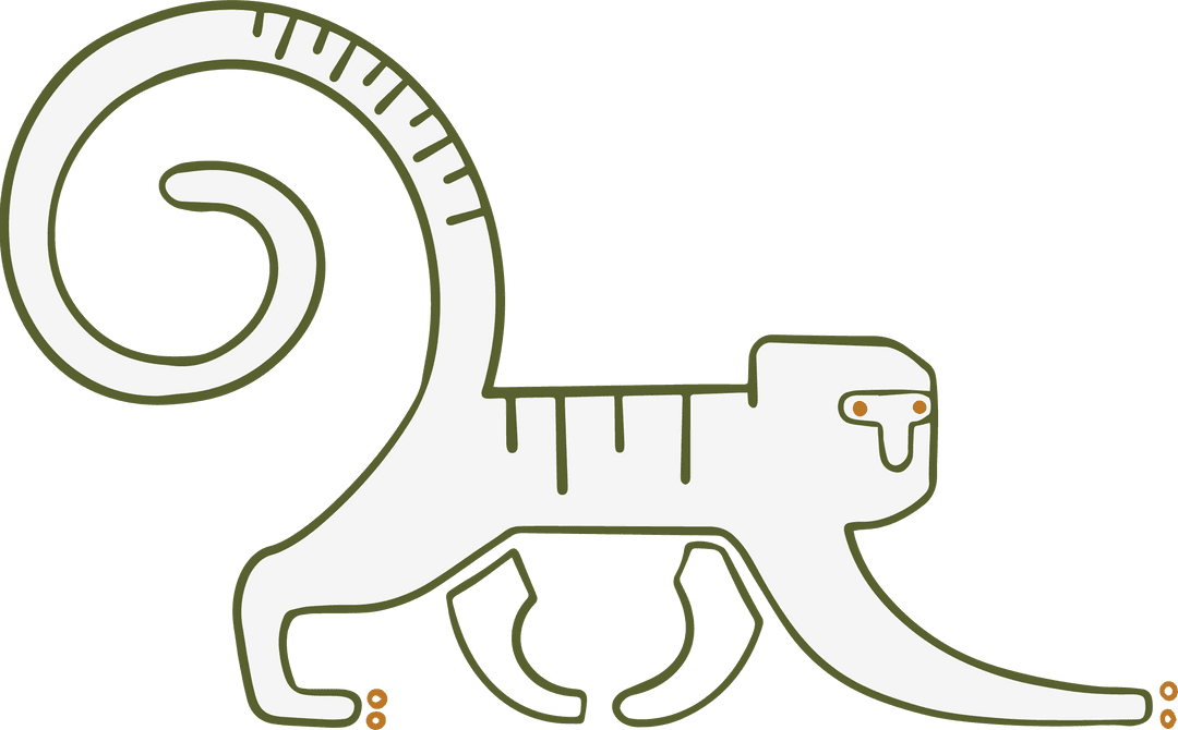 Whimsical White Creature with Spiraling Tail on Transparent Background