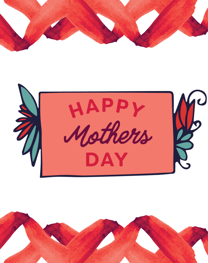 Happy Mother's Day Card on Transparent Patterned Background