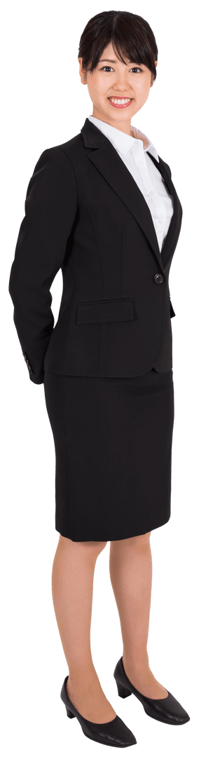Transparent Image of Smiling Asian Businesswoman in Formal Suit