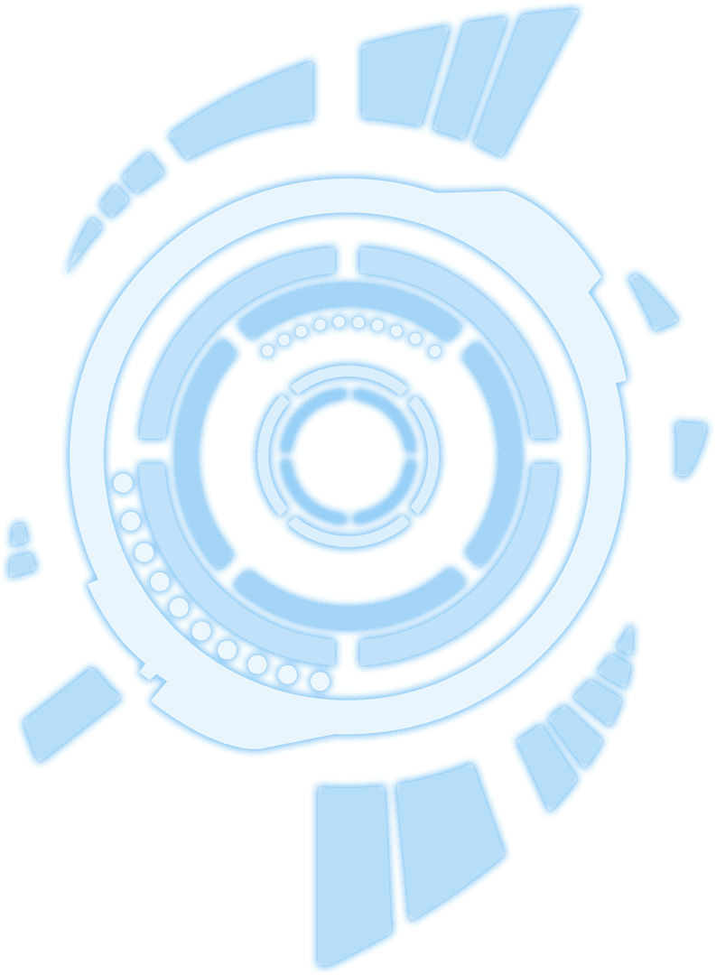 Futuristic Blue Digital Circle on Transparent Background