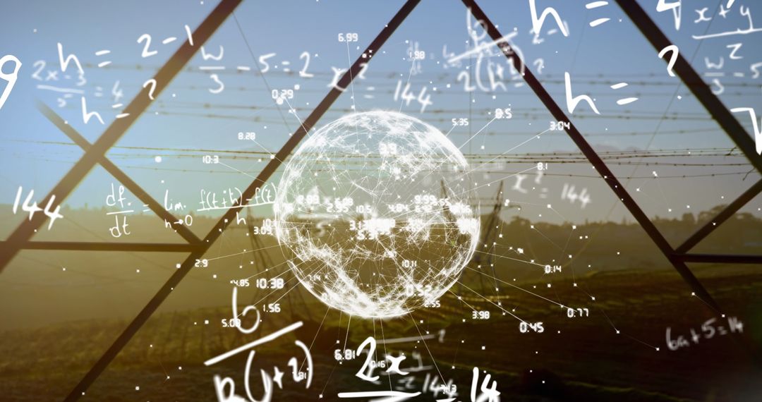 Global Network of Math Equations over Abstract Background