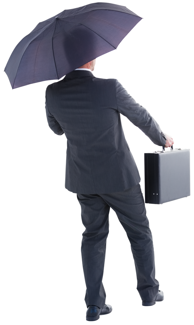 Transparent Businessman Holding Briefcase and Umbrella Standing - Download Free Stock Images Pikwizard.com