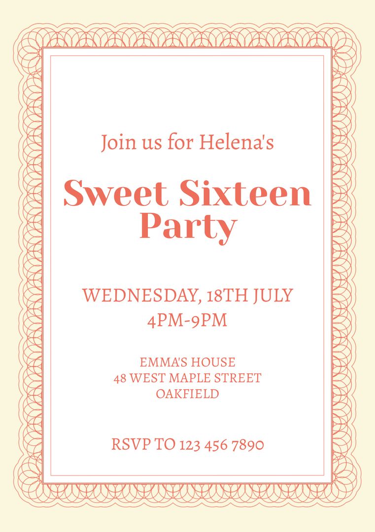 Elegant Ornate Sweet Sixteen Invitation for a Stylish Party Celebration - Download Free Stock Templates Pikwizard.com