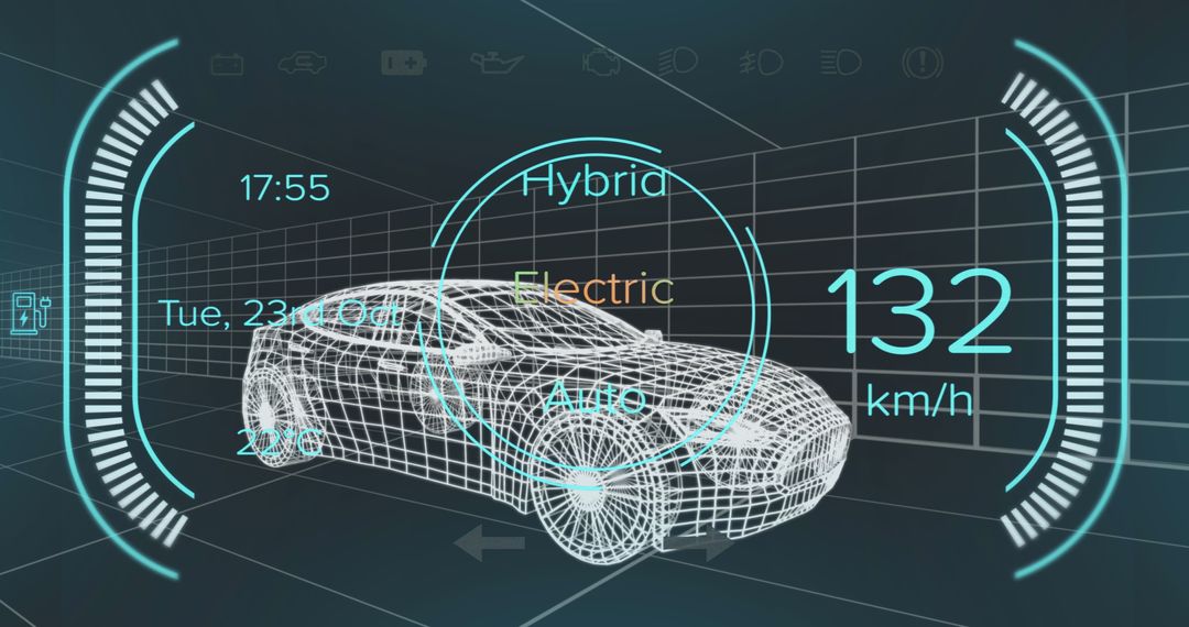 Futuristic Hybrid Vehicle Interface with Digital Speedometer