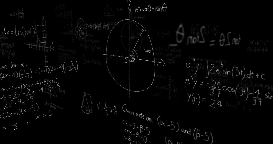 Abstract Globe of Math Formulas on Black Canvas