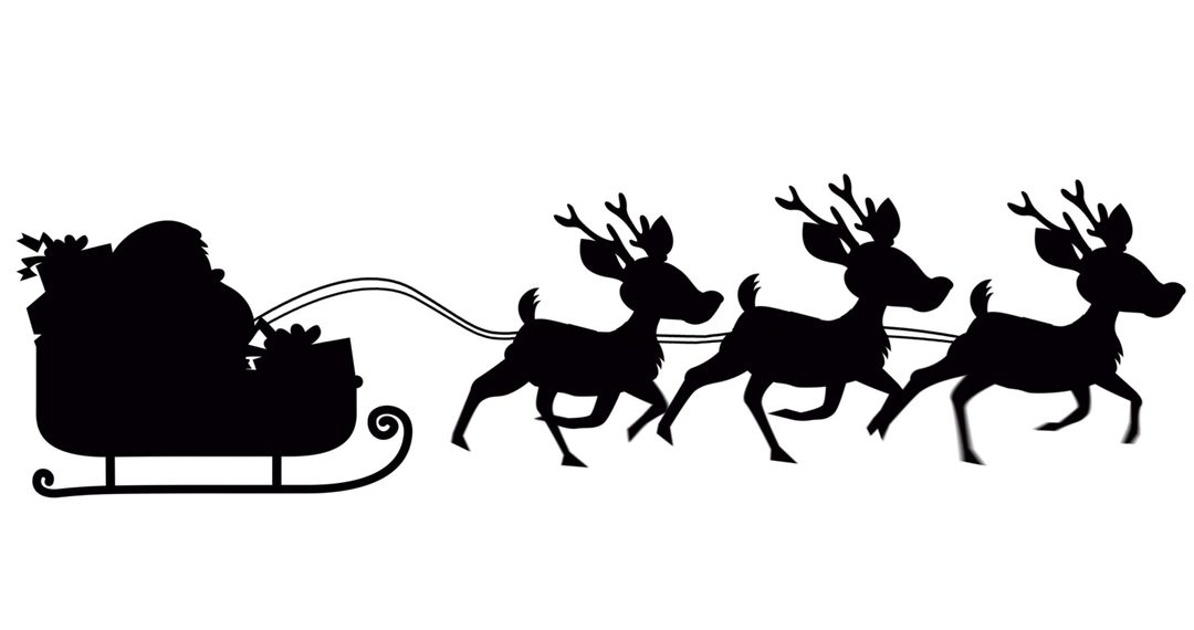 Santa in Sleigh with Reindeer Silhouette on White Background - Free Images, Stock Photos and Pictures on Pikwizard.com