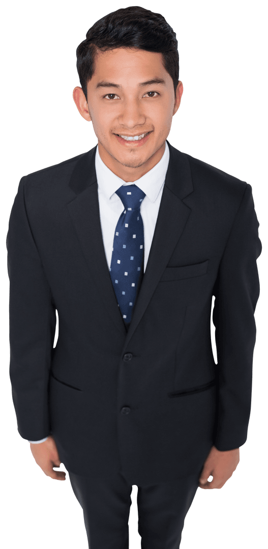 Transparent Image of Happy Asian Businessman in Suit and Tie