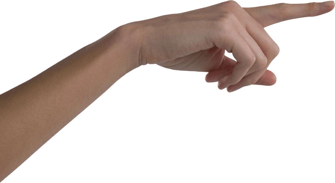 Transparent Female Hand Pointing on Invisible Screen Isolated