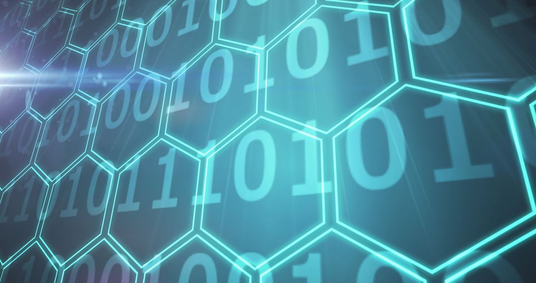Digital Hexagonal Pattern with Binary Code Background - Free Images, Stock Photos and Pictures on Pikwizard.com