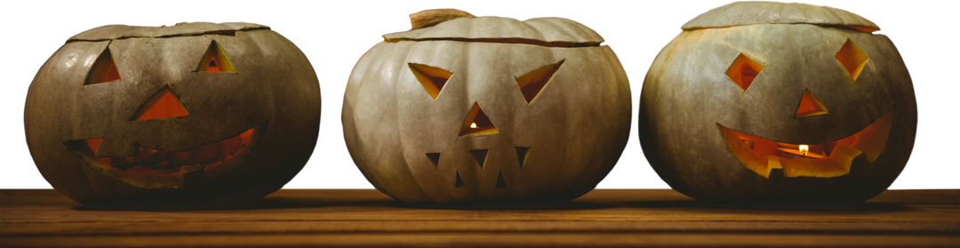 Tall Transparent Jack-O'-Lanterns on Wooden Table - Download Free Stock Images Pikwizard.com