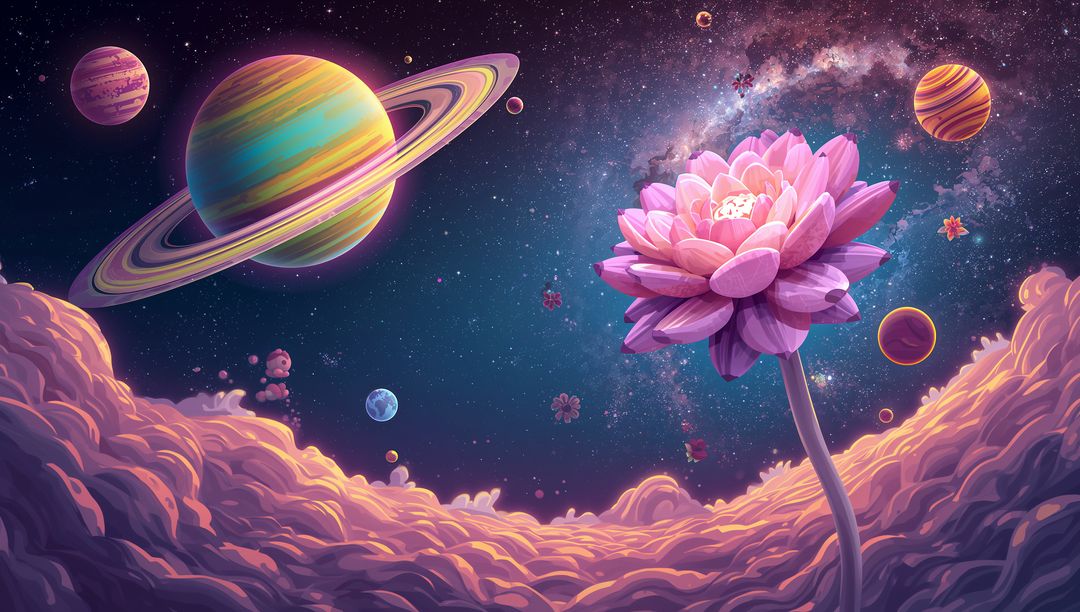 Fantasy Lotus in Celestial Cosmic Wonderland