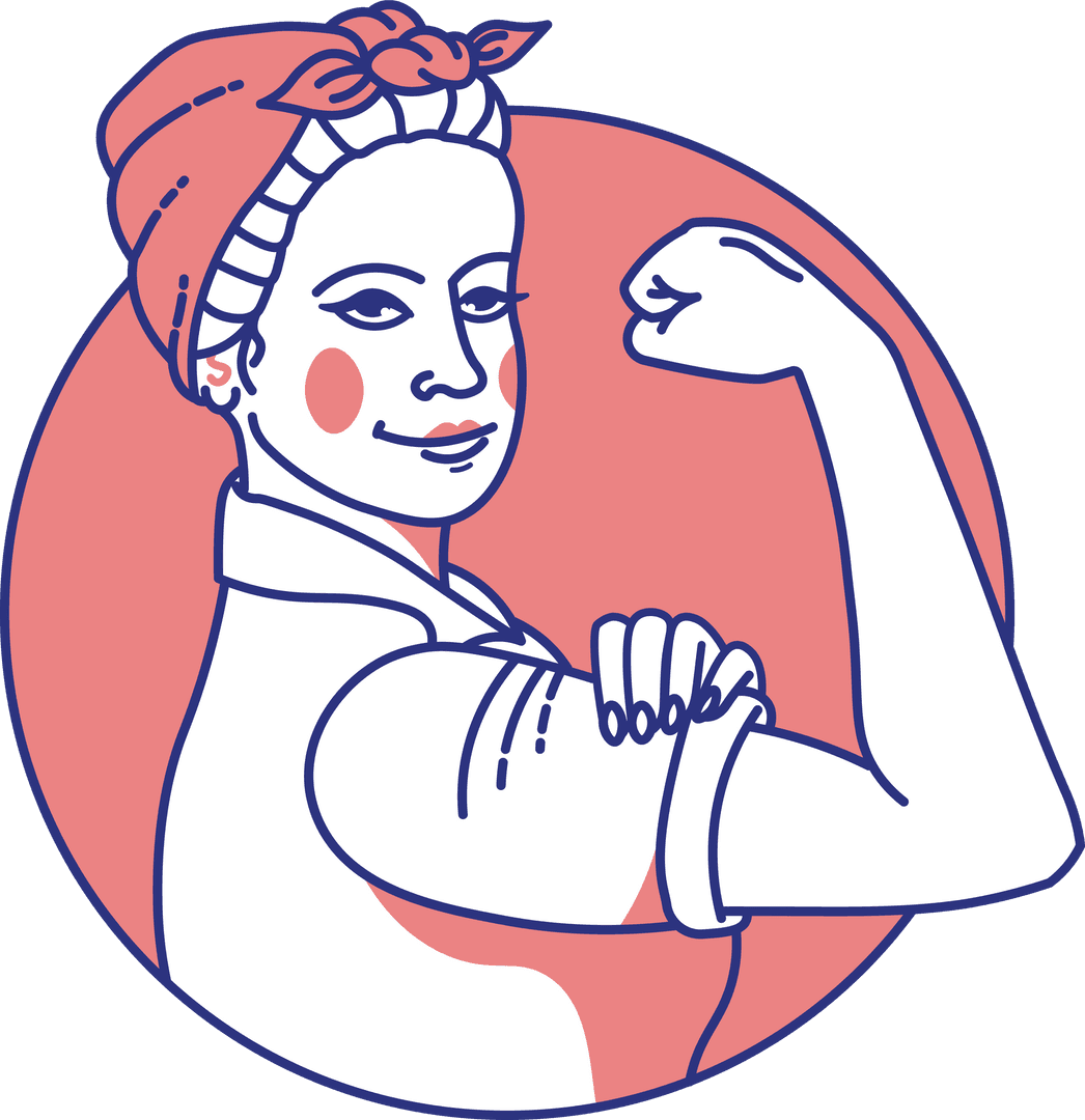 Confident Woman Flexing Muscle Transparent Digital Icon