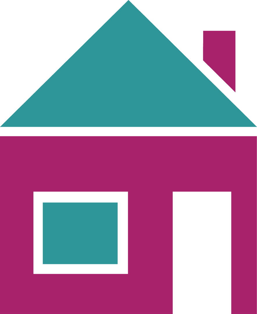 Colorful Home Icon in Green and Pink with Transparent Background