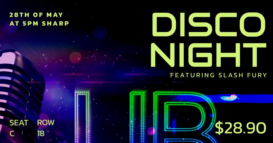 Vibrant Disco Night Event Poster Featuring Neon Glow - Download Free Stock Templates Pikwizard.com
