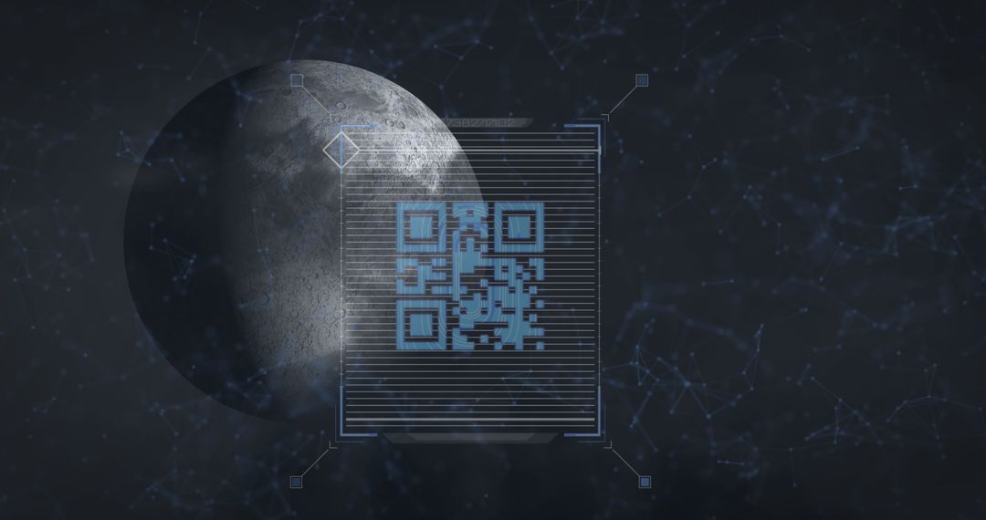 Futuristic QR Code Networking with Planetary Background