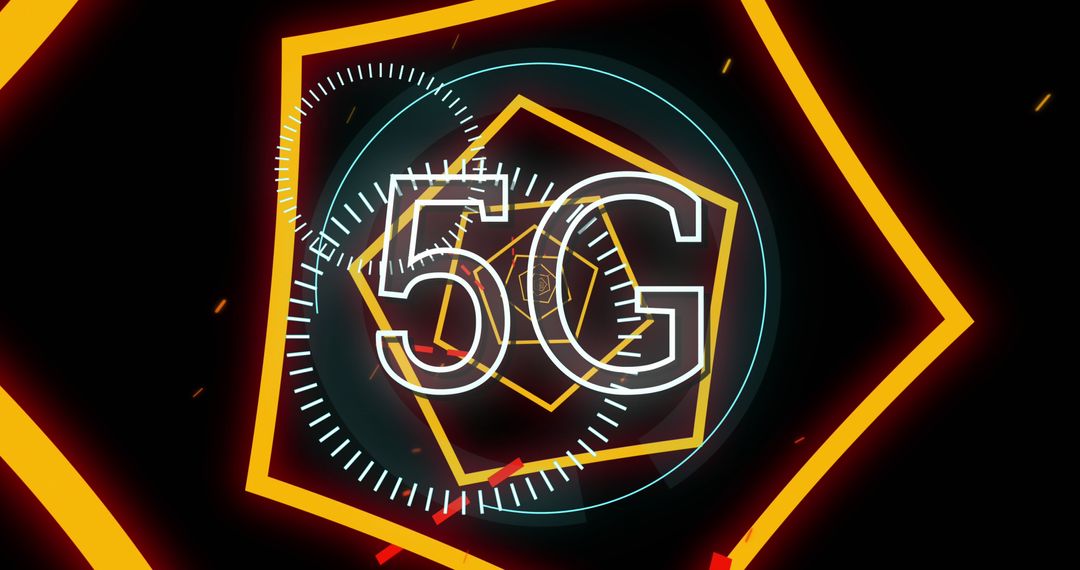 Dynamic 5G Technology Hexagonal Neon Design