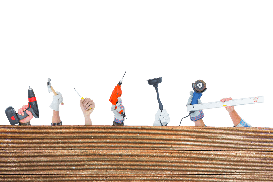 Transparent Background Mechanics Hands Holding Tools Concept