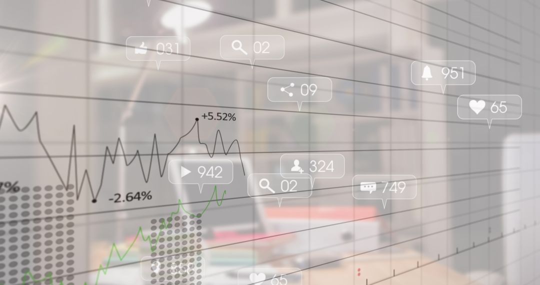 Digital Interface with Financial Analytics in Modern Office