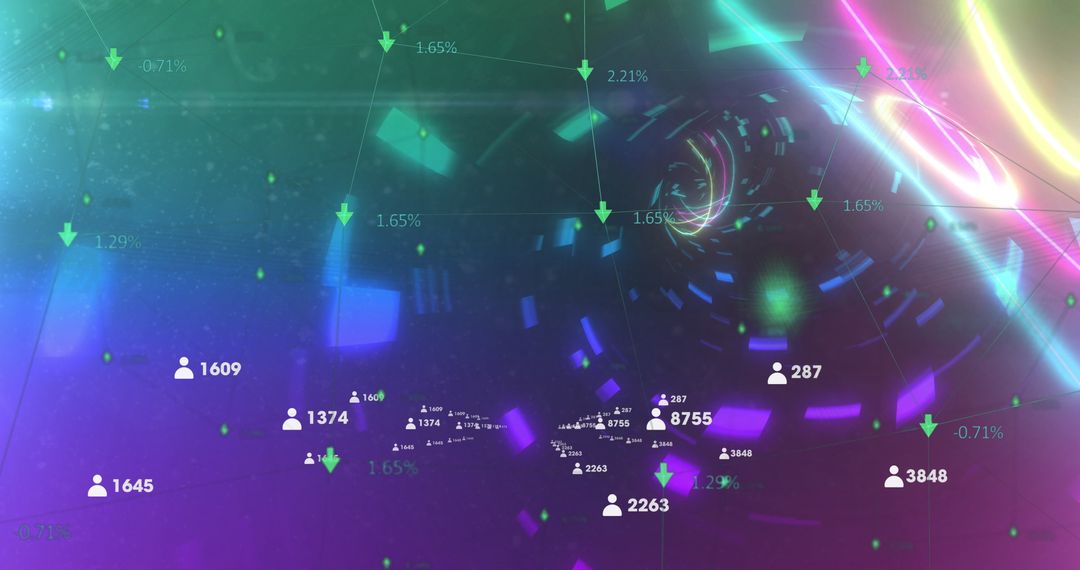 Futuristic Data Visualization with Social Media Metrics in Neon Tunnel