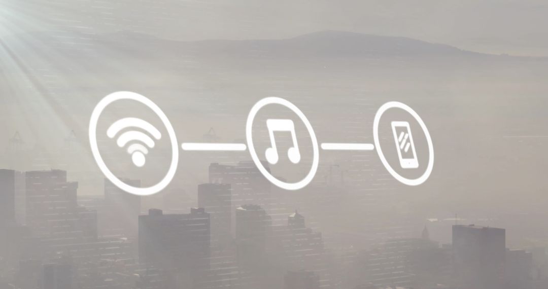 Digital Connection Interface Over Modern Cityscape