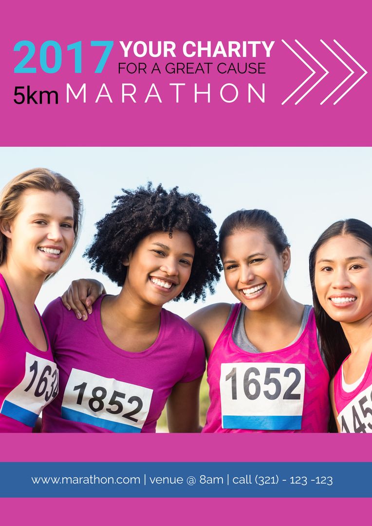 Diverse Women Participating in Charity 5k Marathon with Enthusiasm - Download Free Stock Templates Pikwizard.com