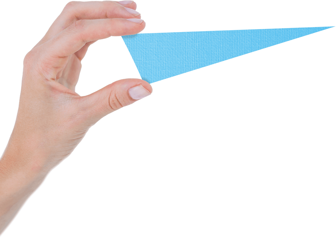 Hand Holding Blue Puzzle Piece on Transparent Background