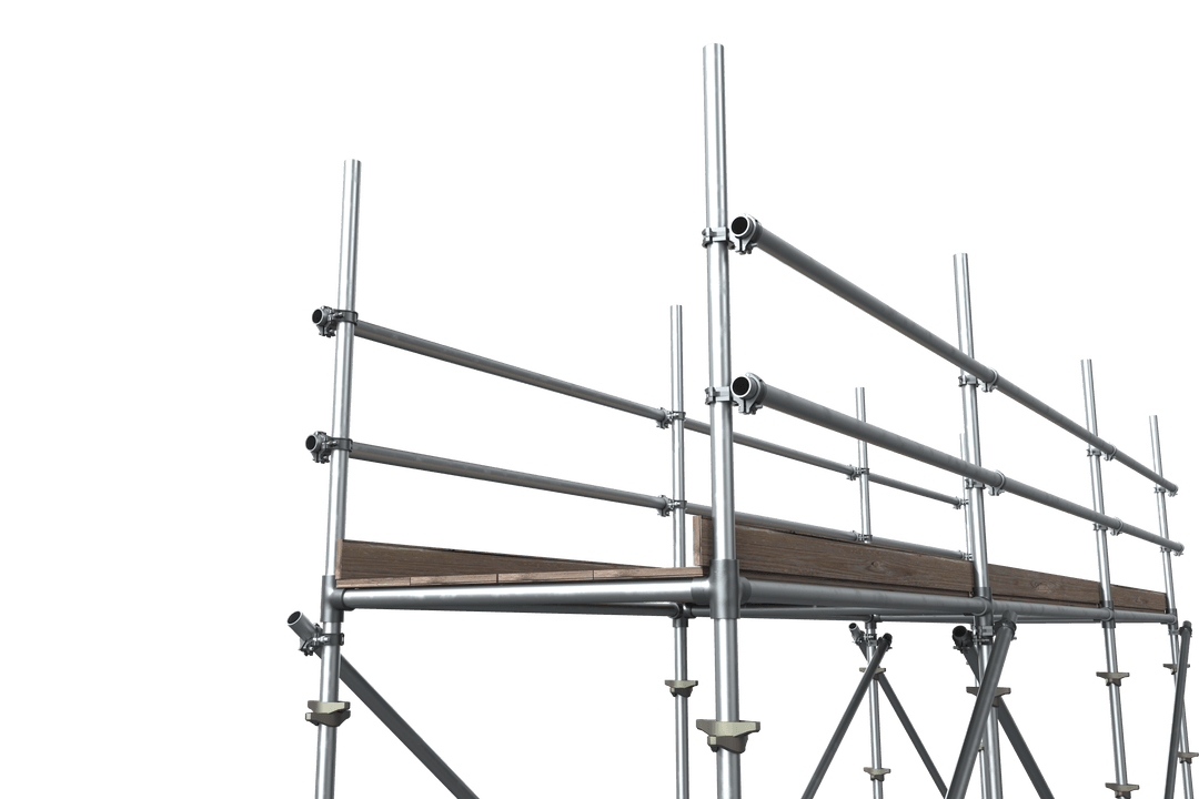 Transparent 3D Scaffolding Structure with Wooden Plank