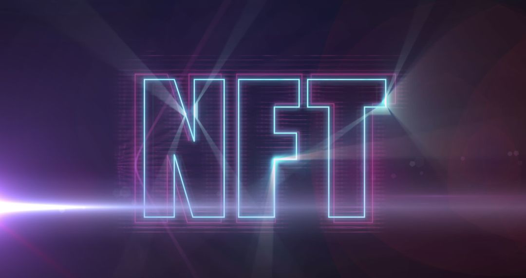 Cryptocurrency Concept: Luminescent NFT Art on Digital Display