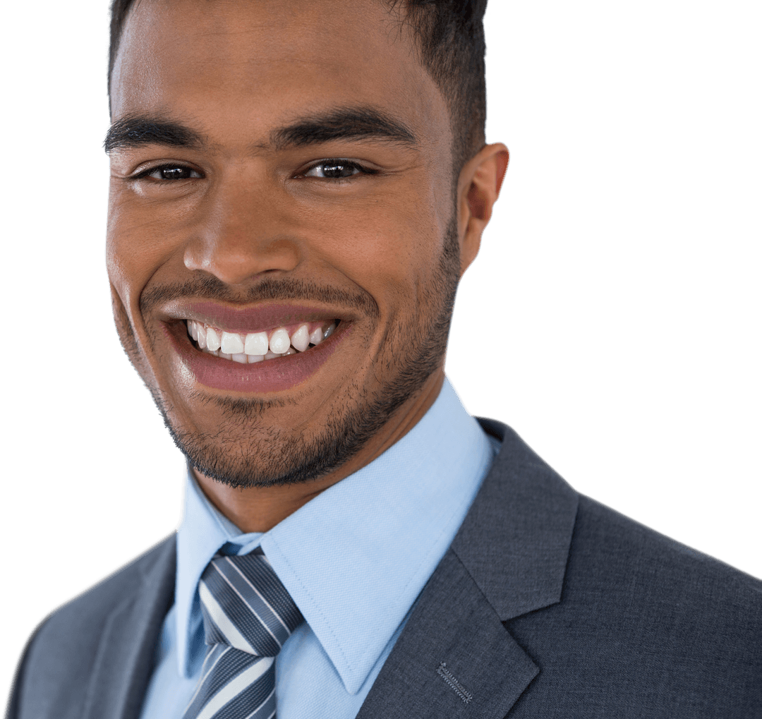 Portrait of Smiling Businessman Transparent Background Professional Attire