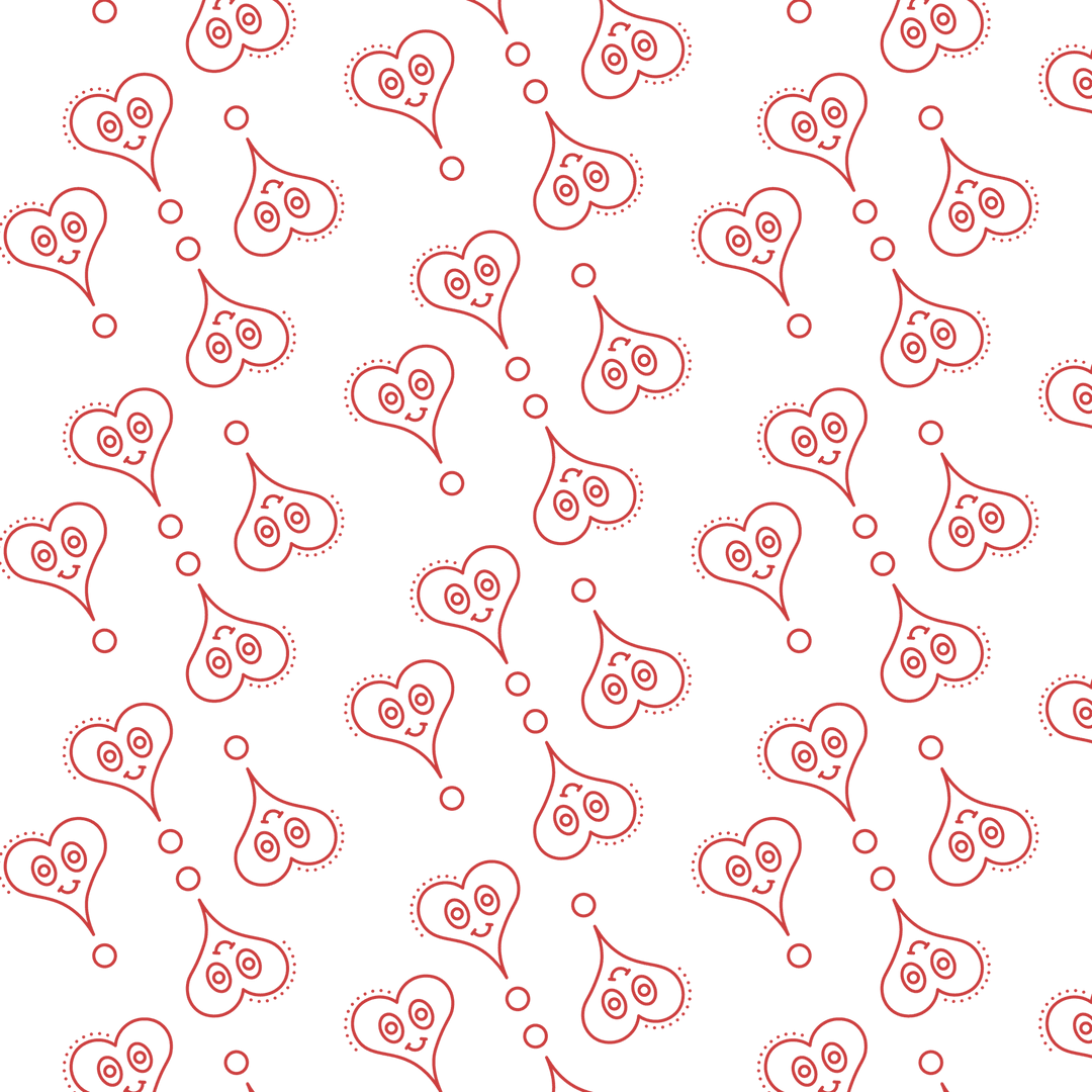 Red Heart Pattern with Artistic Touch on Transparent Background Illustration