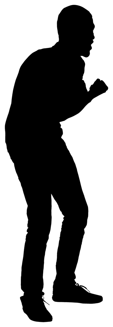 Silhouette of Energetic Sportsman on Transparent Background