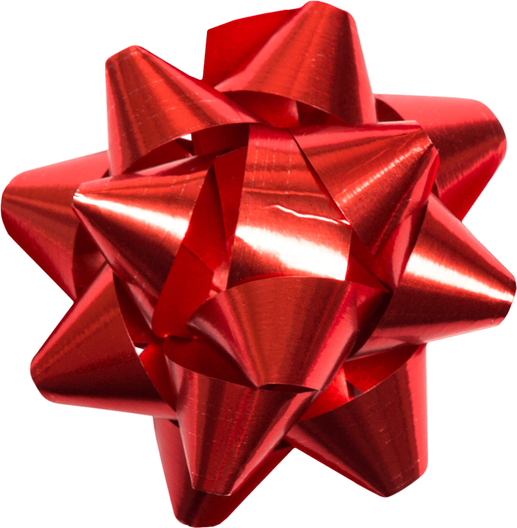 Glossy Red Ribbon Bow on Transparent Background for Gift Wrapping