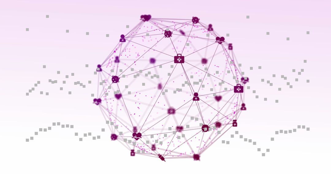 Abstract Network of Healthcare Icons Forming Global Sphere