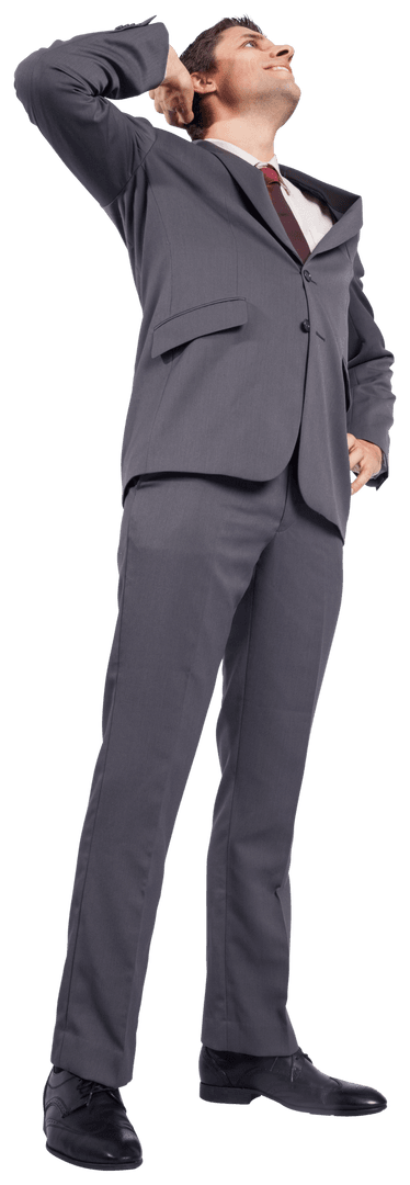 Transparent Background Caucasian Businessman Looking Up Confidently