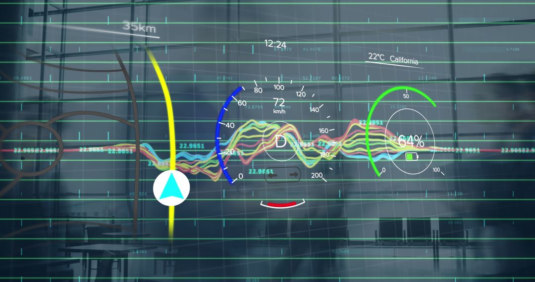 Futuristic HUD Interface with Graphs in Modern Office - Free Images, Stock Photos and Pictures on Pikwizard.com