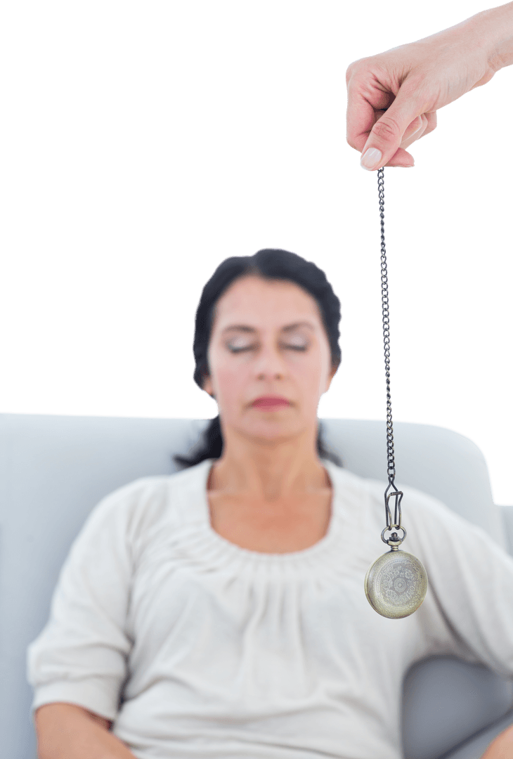 Transparent Hypnotherapy Session with Suspended Pocket Watch