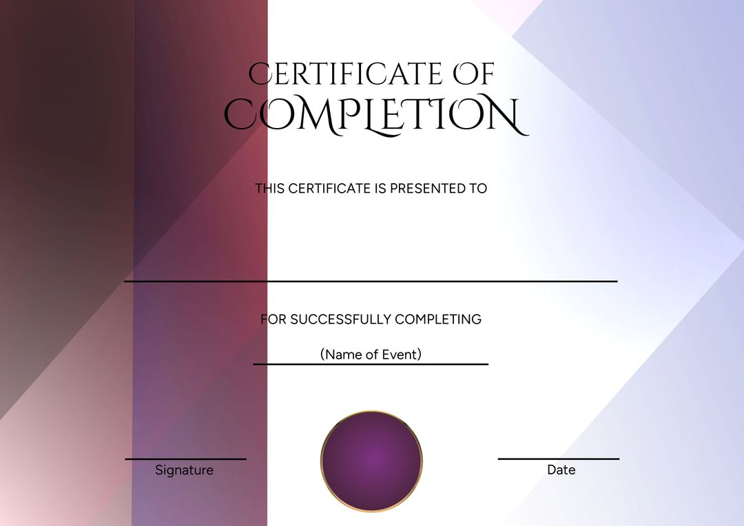 Certificate of Completion Template in Modern Patterned Design - Download Free Stock Templates Pikwizard.com