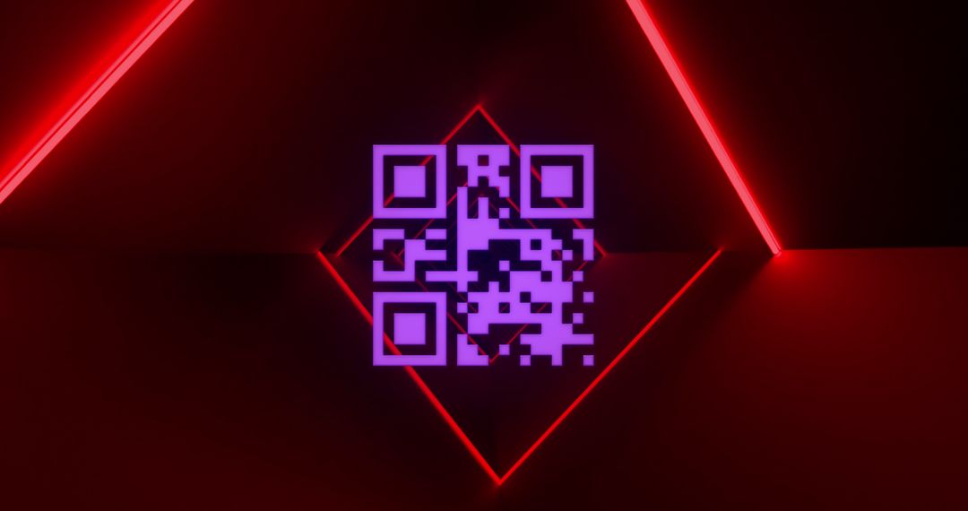 Digital QR Code with Neon Red Aesthetic