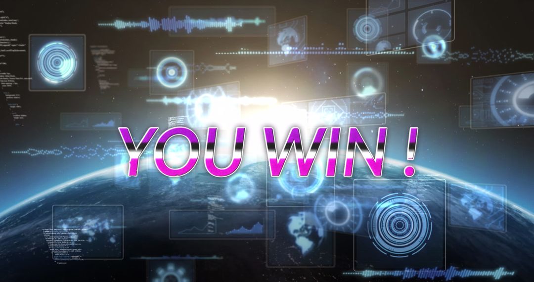 Digital Victory Message Overlaying Global Data Network