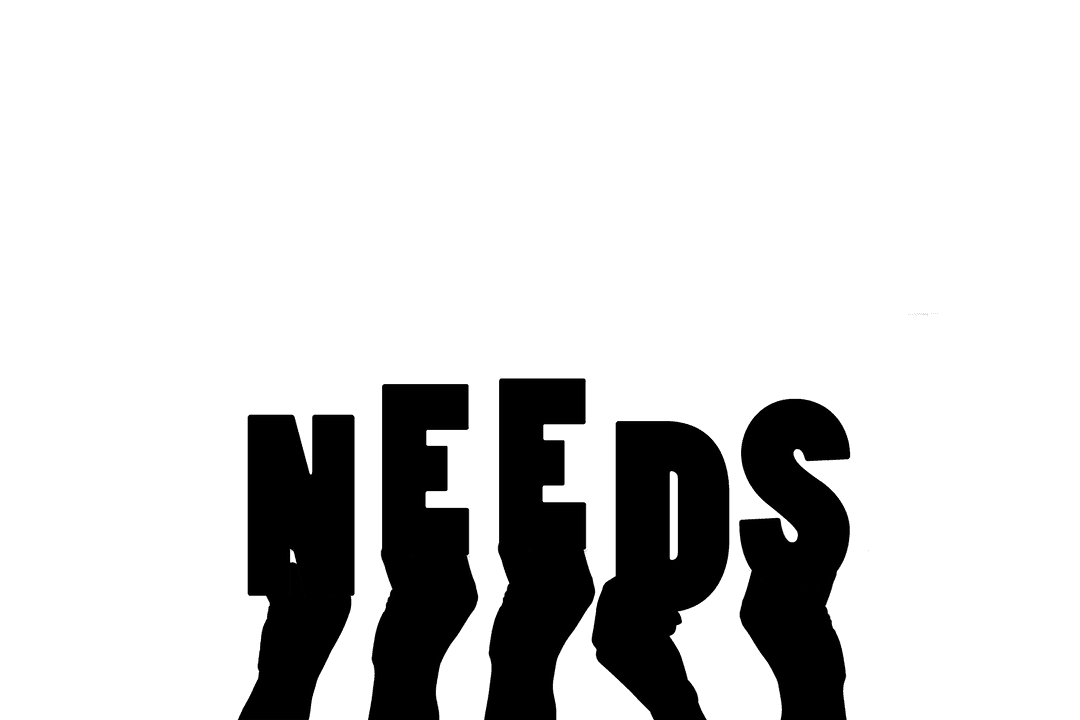 Hands with Needs Text on Transparent Background Symbolizing Urgency