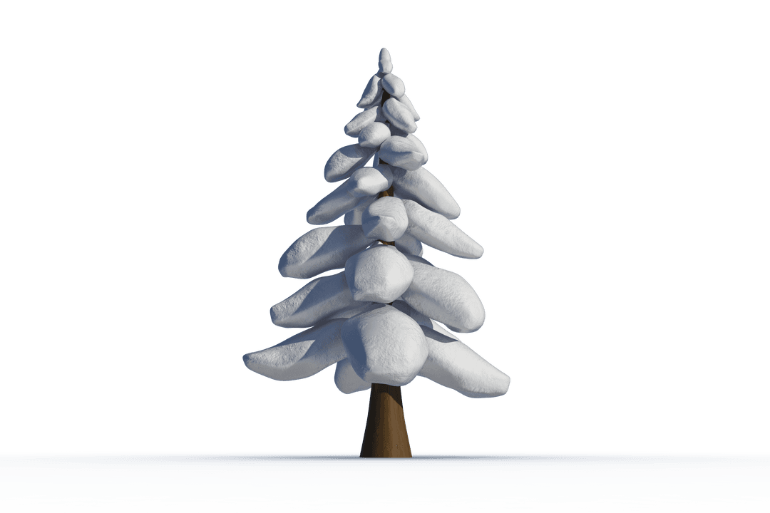 Snow-Covered Tree Winter Illustration on Transparent Background