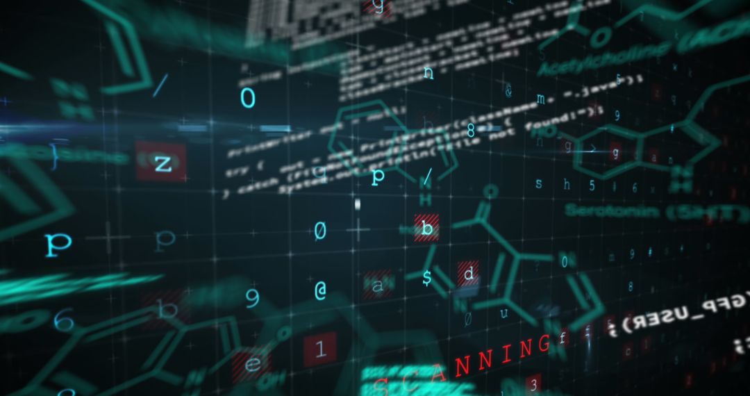Digital futuristic data processing in virtual space