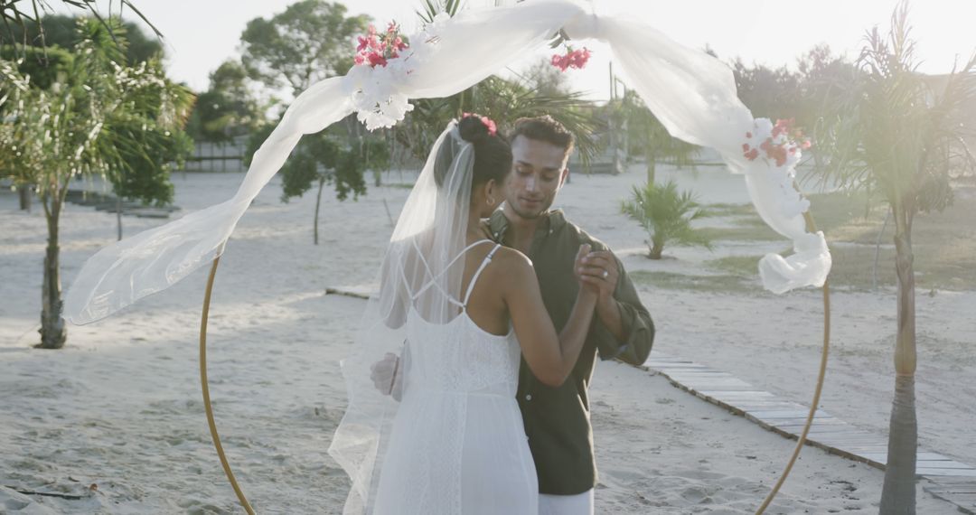 Romantic Wedding Dance on Sandy Beach - Free Images, Stock Photos and Pictures on Pikwizard.com