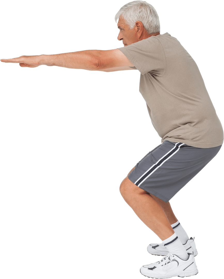Senior Man Stretching Hands Transparent Image Full Body