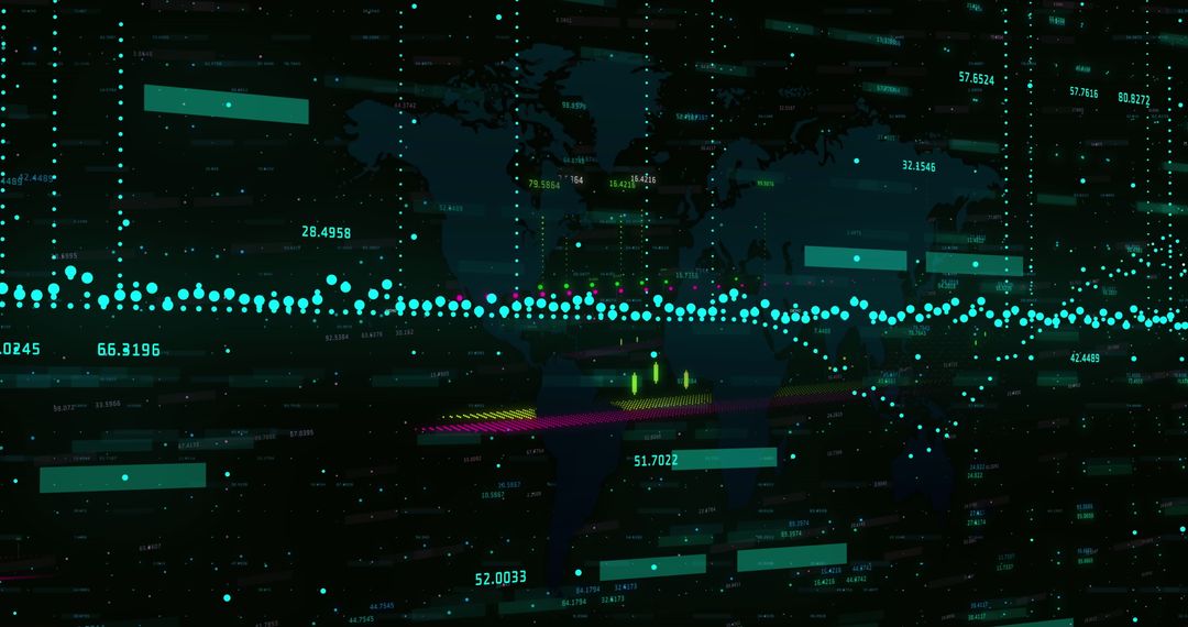 Futuristic Data Visualization with Global Analytics Overlay