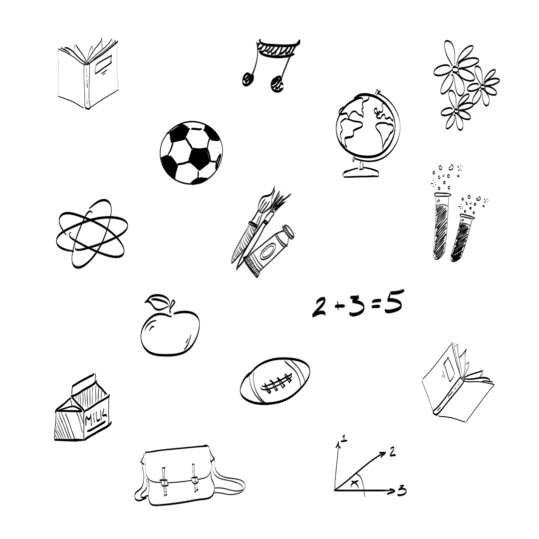 Education Icons Set on Transparent Background