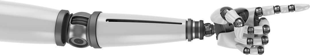 Futuristic Robotic Arm with Pointing Finger on Transparent BG